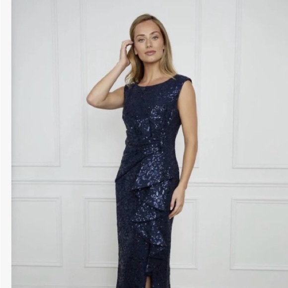 Alex Marie 4 Iridescent Blush Maxi Sleeveless U neck line Fit Flare Formal Dress - Picture 4 of 6